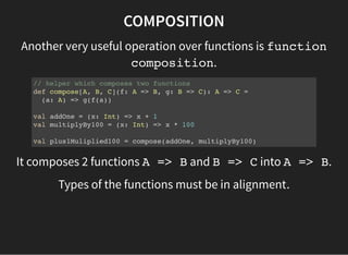 COMPOSITION
Another very useful operation over functions is function
composition.
// helper which composes two functions
d...