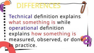 Understanding Technical and Operational Definitions in English Class | PPTX