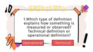 Understanding Technical and Operational Definitions in English Class | PPTX