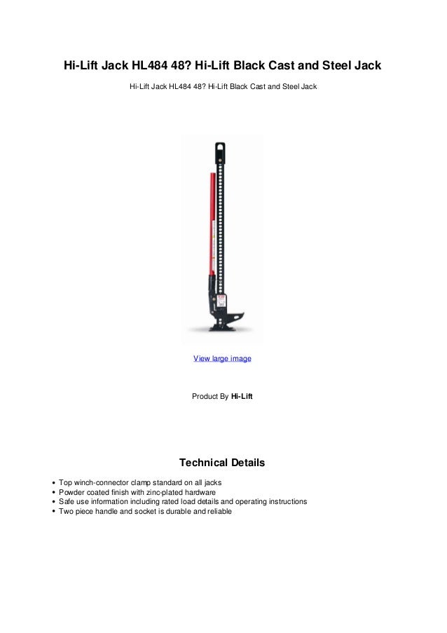 Today Hi lift jack hl484 48 hilift black cast and steel jack