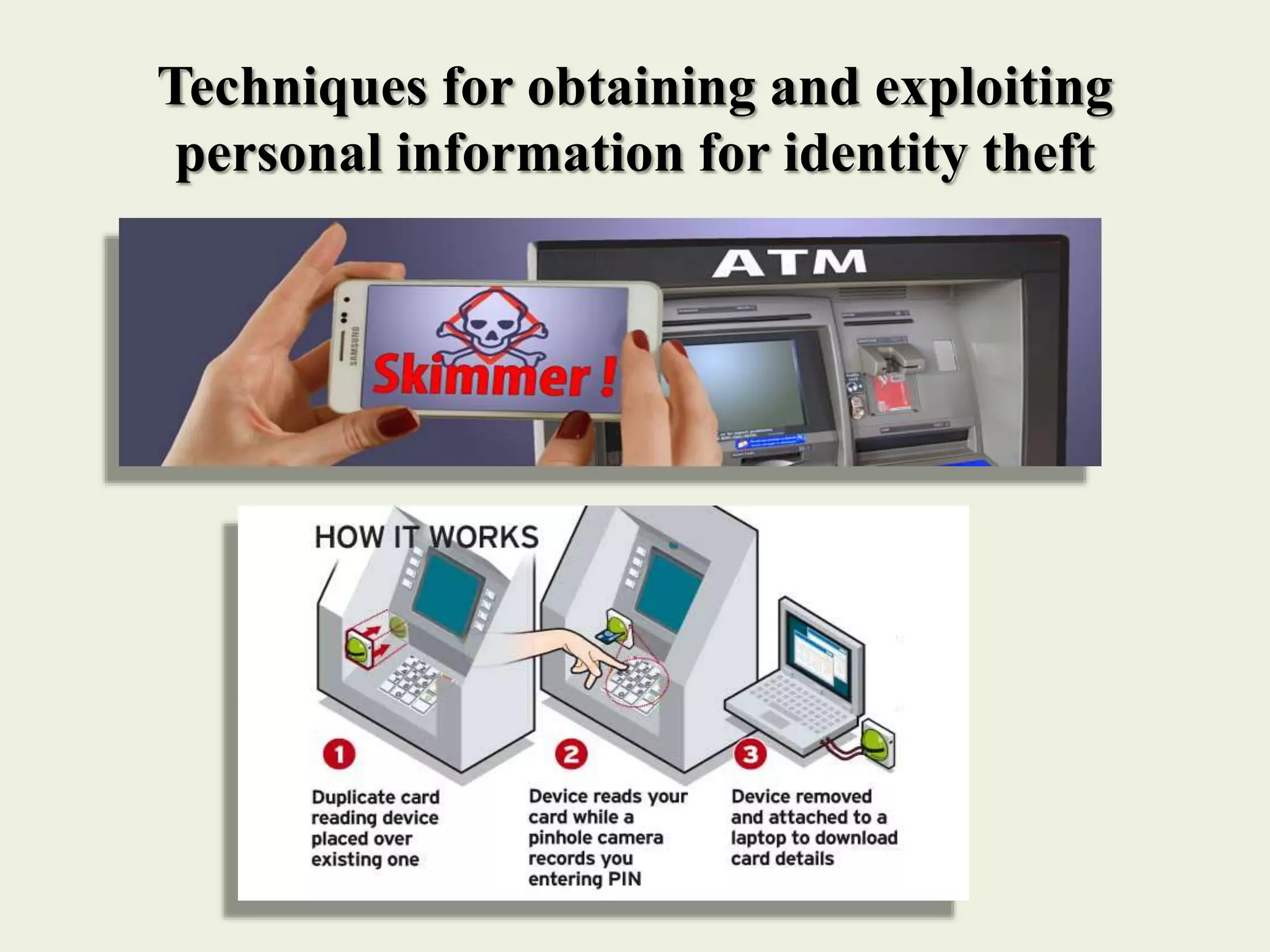 Techniques for obtaining and exploiting
personal information for identity theft
 