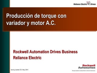 Spring Update CD, May 2001
Producción de torque con
variador y motor A.C.
Rockwell Automation Drives Business
Reliance Electric
 
