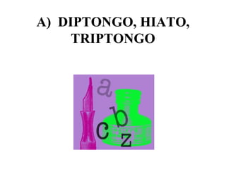 A)  DIPTONGO, HIATO, TRIPTONGO 
