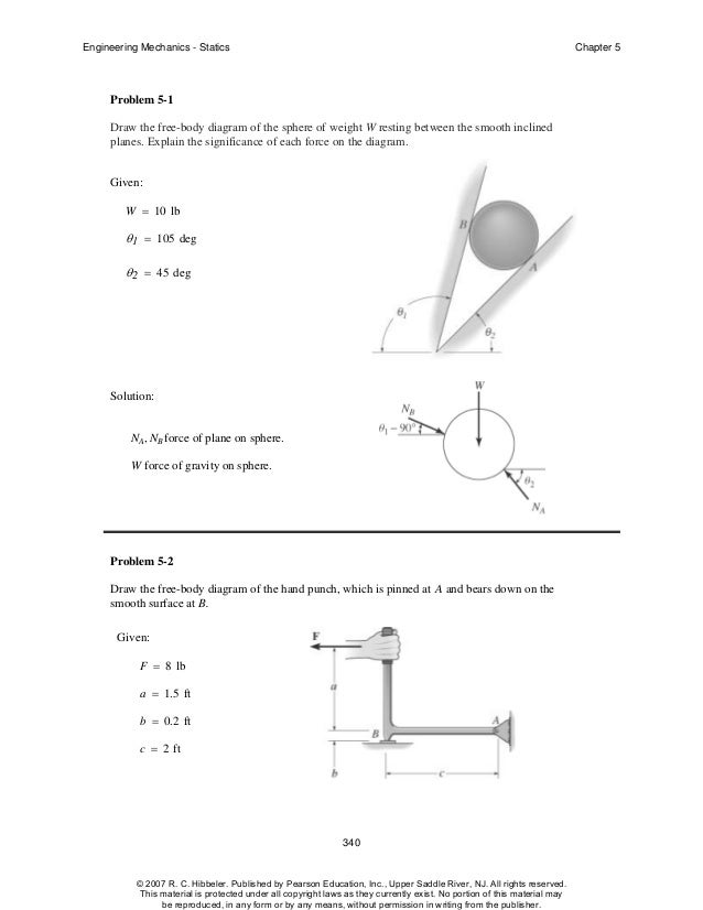 Hibbeler chapter5 free body diagram inclined plane 