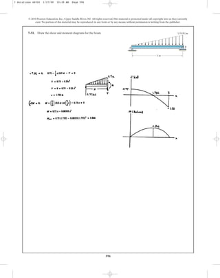 596
© 2010 Pearson Education, Inc., Upper Saddle River, NJ. All rights reserved.This material is protected under all copyright laws as they currently
exist. No portion of this material may be reproduced, in any form or by any means, without permission in writing from the publisher.
7–51. Draw the shear and moment diagrams for the beam.
A B
3 m
1.5 kN/m
7 Solutions 44918 1/27/09 10:39 AM Page 596
 