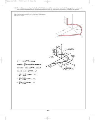855
9–47. Locate the centroid ( , , ) of the wire which is bent
in the shape shown.
z
y
x
© 2010 Pearson Education, Inc., Upper Saddle River, NJ. All rights reserved.This material is protected under all copyright laws as they currently
exist. No portion of this material may be reproduced, in any form or by any means, without permission in writing from the publisher.
x y
z
4 in.
2 in.
2 in.
9 Solutions 44918 1/28/09 2:34 PM Page 855
 