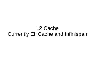 L2 Cache
Currently EHCache and Infinispan
 