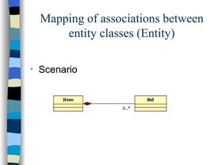 Mapping of associations between entity classes (Entity) Scenario 