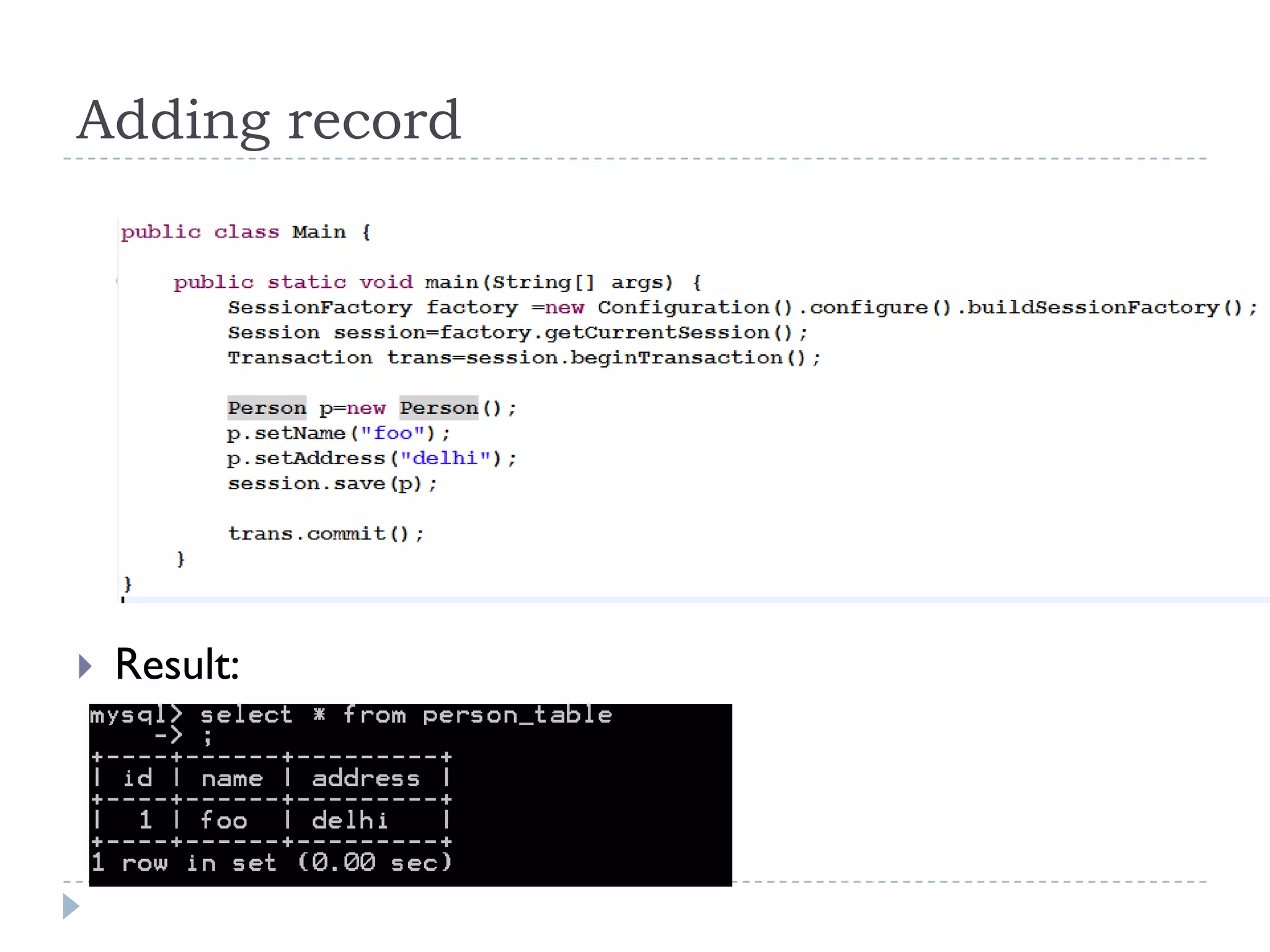 Adding record




   Result:
 