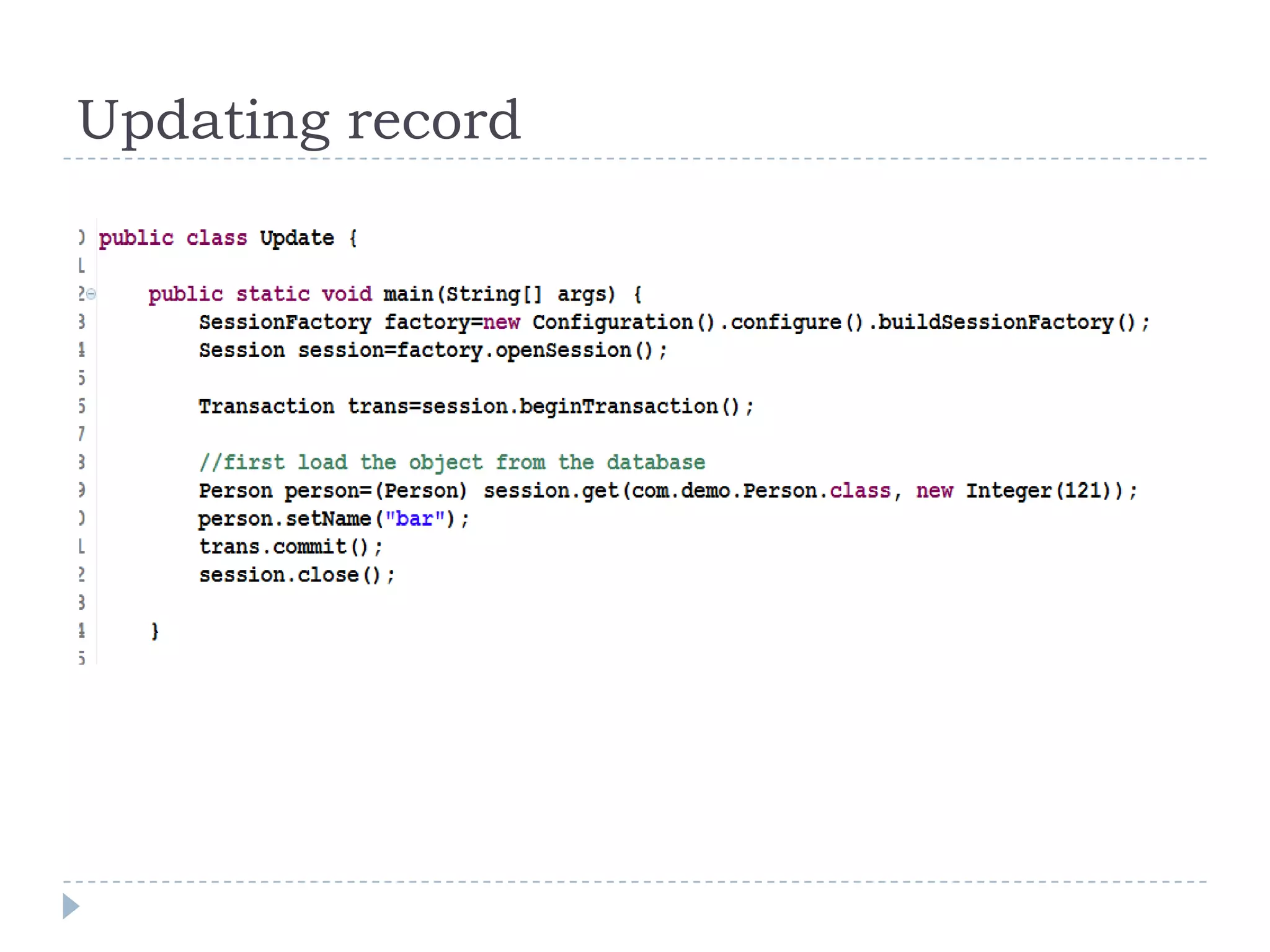 Updating record
 