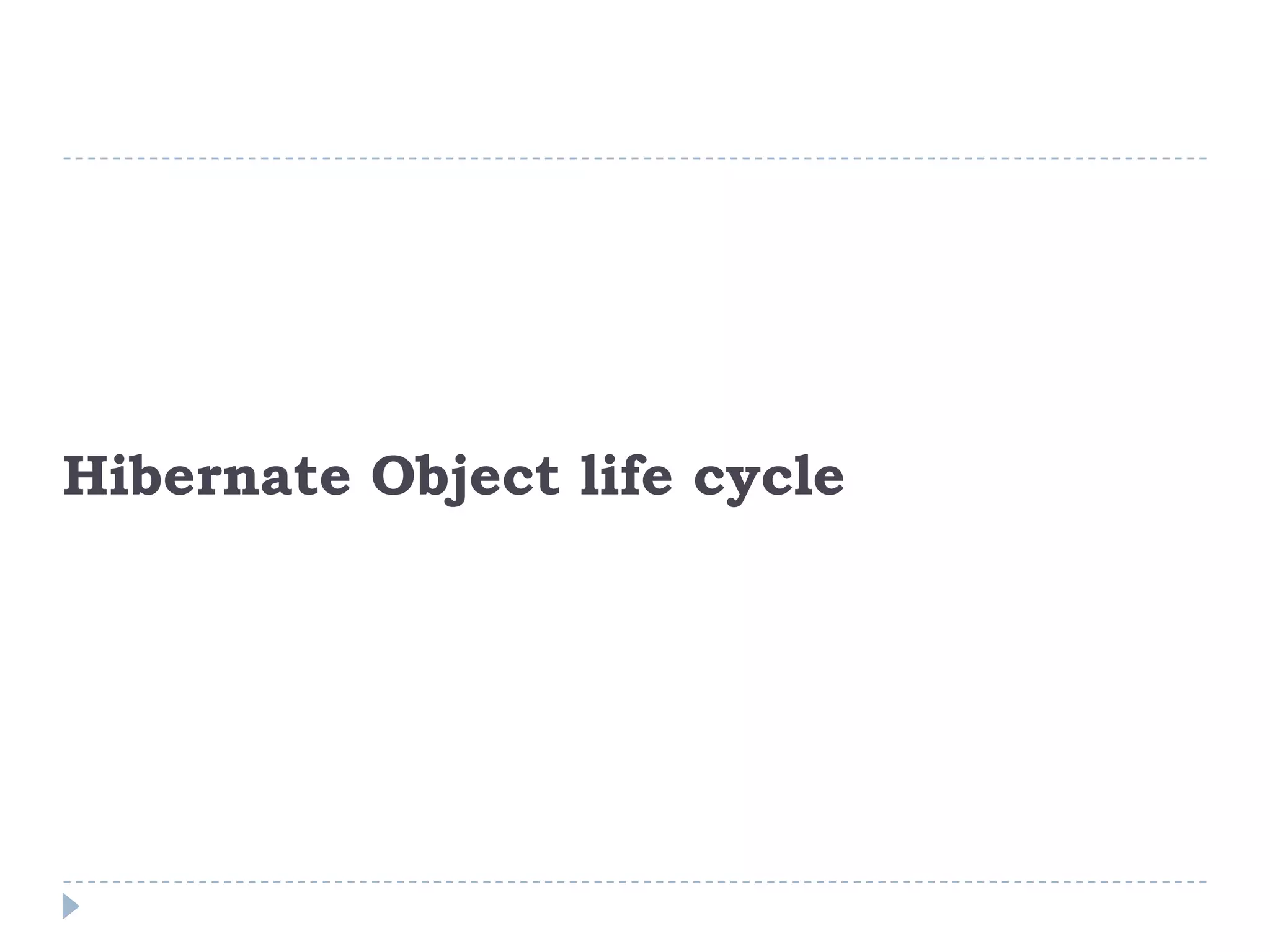 Hibernate Object life cycle
 