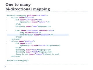 One to many
bi-directional mapping
 