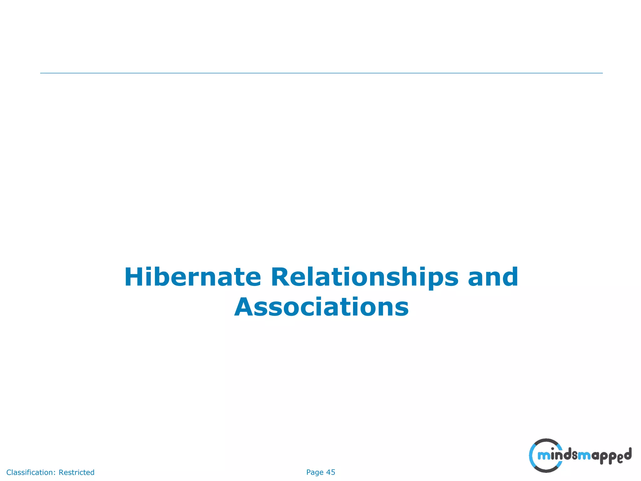 Page 45Classification: Restricted
Hibernate Relationships and
Associations
 