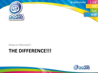 @agatestudio@agatestudio@agatestudio
THE DIFFERENCE!!!
Sleep or Hibernate?
 