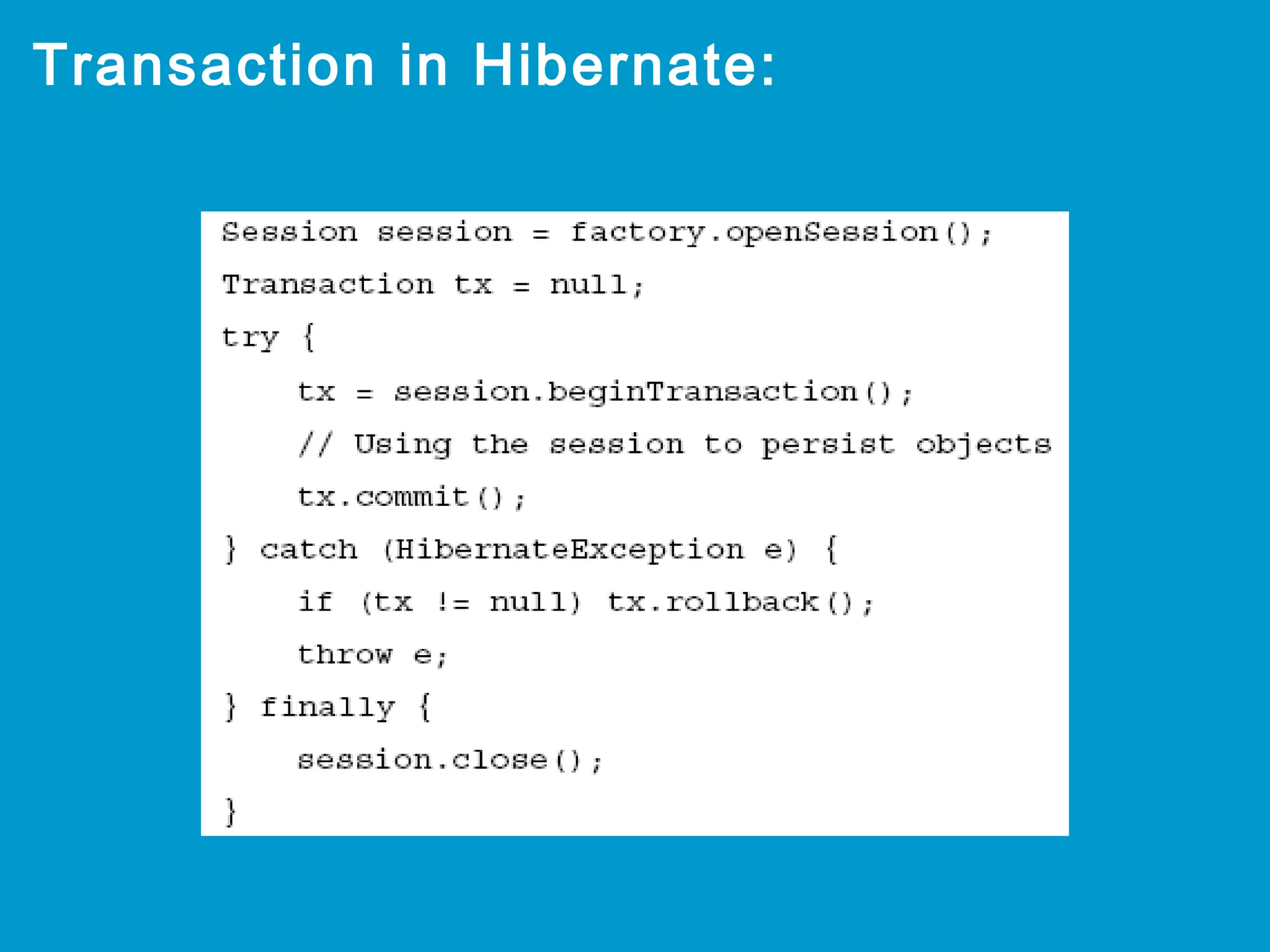 Transaction in Hibernate:

 