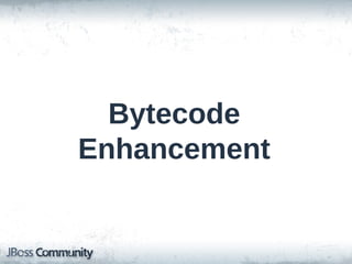Cache Management
• Entities stored in Session cache when saved,
updated, or retrieved
• Session#flush syncs all cached with DB
– Minimize usage

• Manage memory:
– Session#evict(entity) when no longer needed
– Session#clear for all
– Important for large dataset handling

• Same for 2LC, but methods on
SessionFactory#getCache

 
