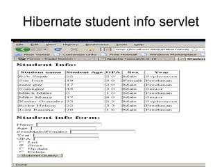 Hibernate student info servlet
 