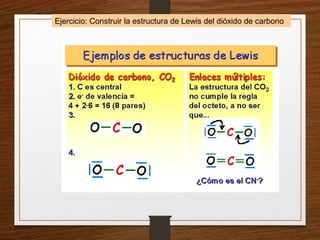 Ejercicio: Construir la estructura de Lewis del dióxido de carbono
 