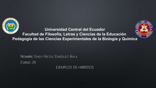 Universidad Central del Ecuador
Facultad de Filosofía, Letras y Ciencias de la Educación
Pedagogía de las Ciencias Experimentales de la Biología y Química
 