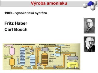 Výroba amoniaku

1909 – vysokotlaká syntéza


Fritz Haber
Carl Bosch
 