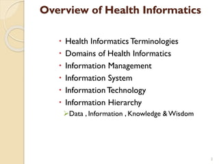 Comprehensive Overview of Health Informatics and Its Domains | PDF