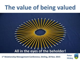 The value of being valued
Peter
Hickey
1st Relationship Management Conference, Stirling, 20 Nov. 2015
All in the eyes of the beholder!
 