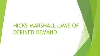 HICKS-MARSHALL LAWS OF
DERIVED DEMAND
 