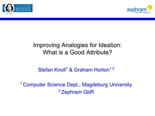 ImprovingAnalogiesfor Ideation: Whatis a Good Attribute? Stefan Knoll1 & Graham Horton1,2 1 Computer Science Dept., Magdeburg University 2 ZephramGbR 