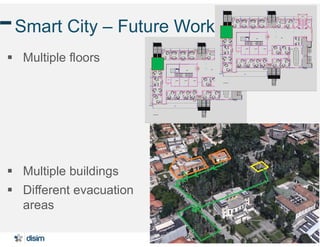 41
Smart City – Future Work
 Multiple floors
 Multiple buildings
 Different evacuation
areas
 