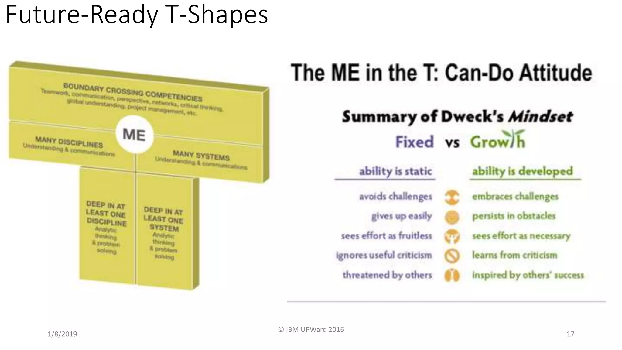 Future-Ready T-Shapes
1/8/2019
© IBM UPWard 2016
17
 