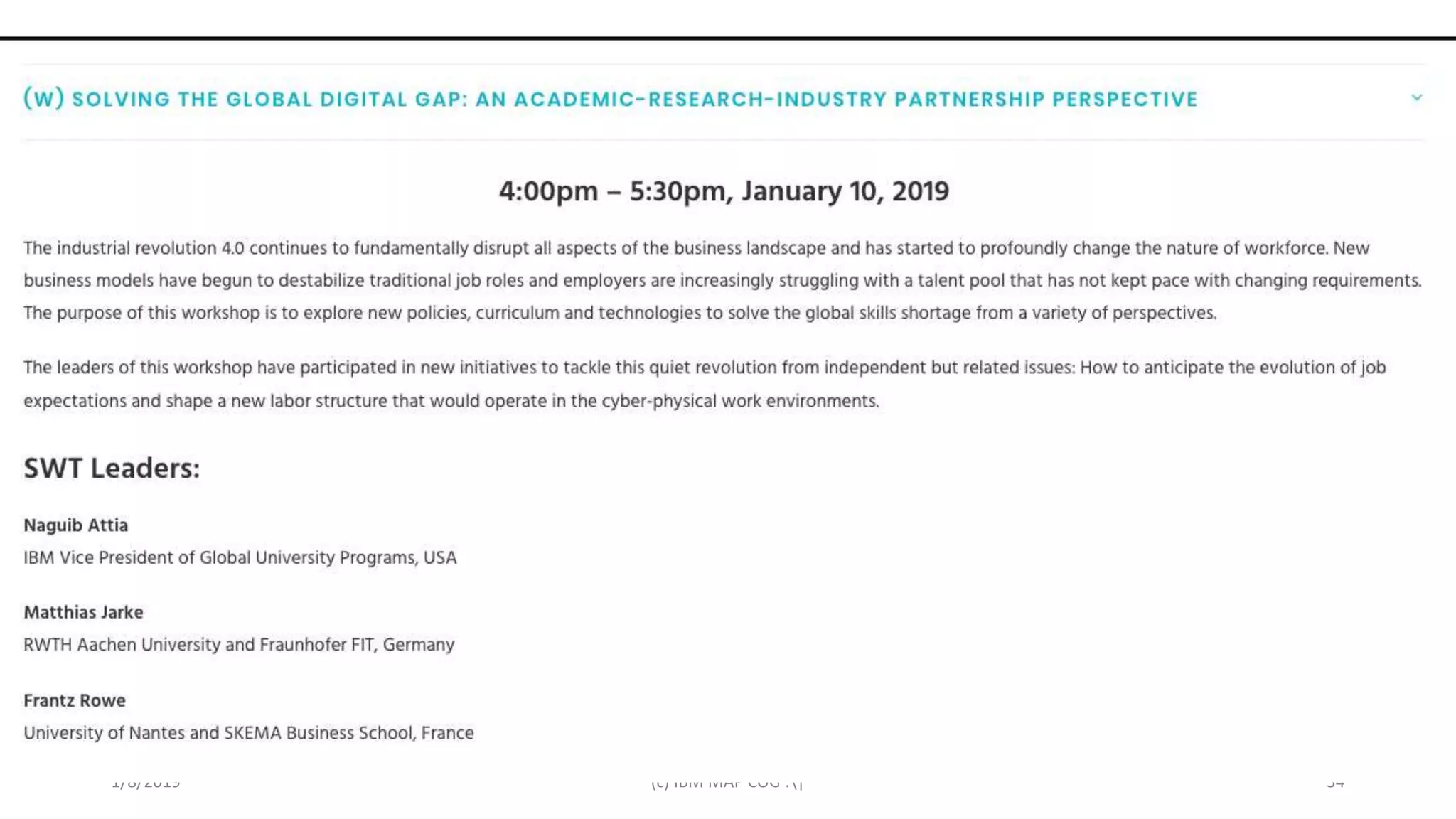 Skills Partnership
1/8/2019 (c) IBM MAP COG .| 34
 