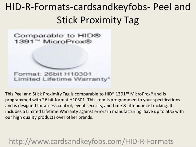 hid r formats cardsandkeyfobs peel and stick proximity tag hid format h10301