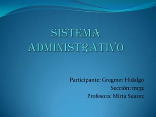 Participante: Gregmer Hidalgo
                 Sección: m132
        Profesora: Mirta Suarez
 
