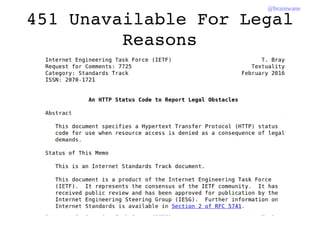 @brainwane
451 Unavailable For Legal 
Reasons
 