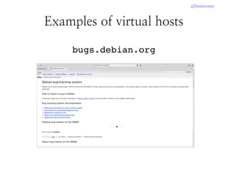 @brainwane
Examples of virtual hosts
bugs.debian.org
 
