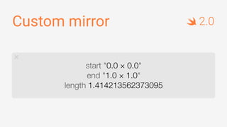 Custom mirror 2.0
start "0.0 × 0.0"
end "1.0 × 1.0"
length 1.414213562373095
 