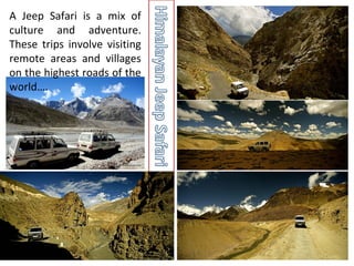 A Jeep Safari is a mix of culture and adventure. These trips involve visiting remote areas and villages on the highest roads of the world…. 