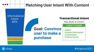 12
Matching User Intent With Content
Goal: Convince
user to make a
purchase
12
rliraz #brightonSEO
 