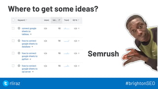 Where to get some ideas?
33
Semrush
33
rliraz #brightonSEO
 