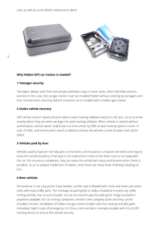 Hidden gps tracking device for cars