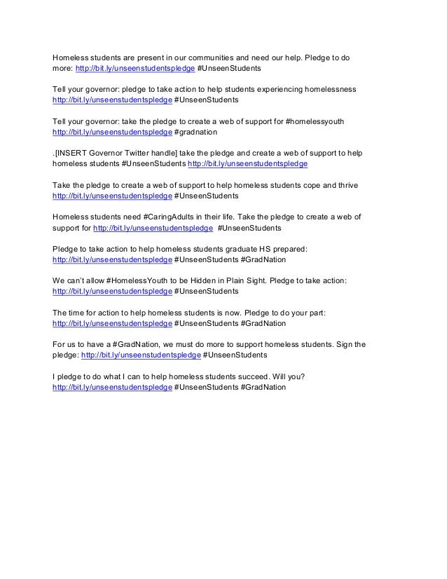 Homeless  students  are  present  in  our  communities  and  need  our  help.  Pledge  to  do  
more:  http://bit.ly/unsee...