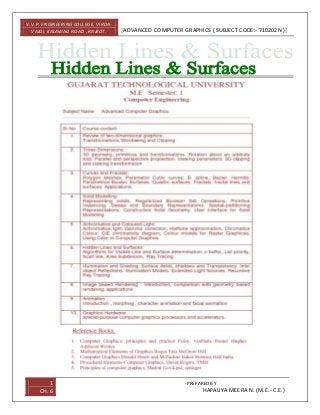 Chapter-6: Hidden lines & surfaces 