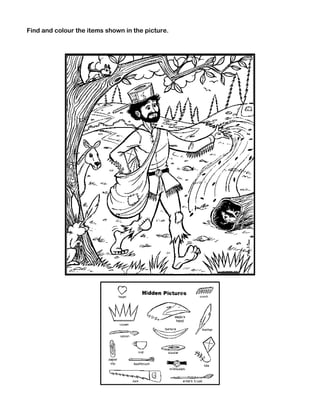 Find and colour the items shown in the picture.

 