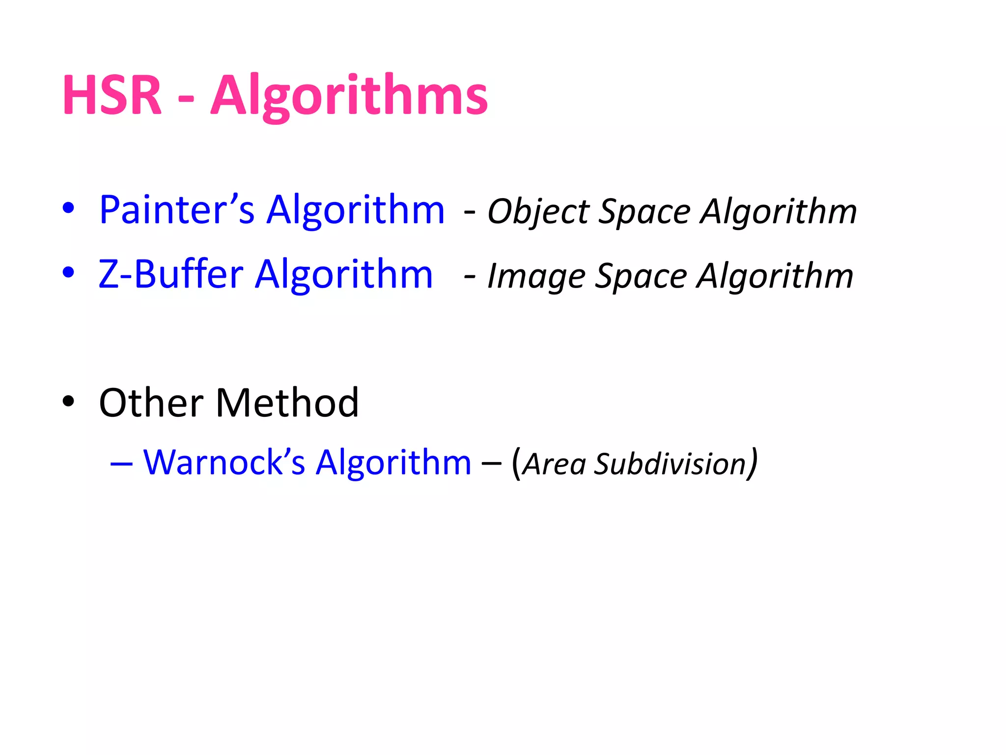 Hidden surface removal algorithm | PPTX