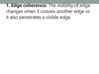 1. Edge coherence: The visibility of edge
changes when it crosses another edge or
it also penetrates a visible edge.
 
