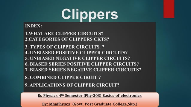 Clipper & Clamper notes by mha physics | PDF
