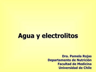 Agua y electrolitos Dra. Pamela Rojas Departamento de Nutrición Facultad de Medicina Universidad de Chile 
