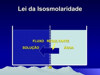 Lei da Isosmolaridade SOLUÇÃO ÁGUA FLUXO  RESULTANTE M 