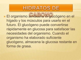 Fructosa : Se encuentra en la fruta y la miel. Es el mas dulce de los azúcares. Después de ser absorbida en el intestino, pasa al hígado donde es rápidamente metabolizada a glucosa. Galactosa: No se encuentra libre en la naturaleza, es producida por la hidrólisis de la lactosa o azúcar de la leche. 