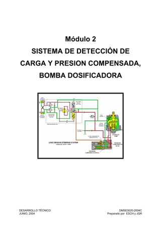 Módulo 2
SISTEMA DE DETECCIÓN DE
CARGA Y PRESION COMPENSADA,
BOMBA DOSIFICADORA
DESARROLLO TÉCNICO
JUNIO, 2004
DMSE0020-2004C
Preparado por ESCH y JGR
 